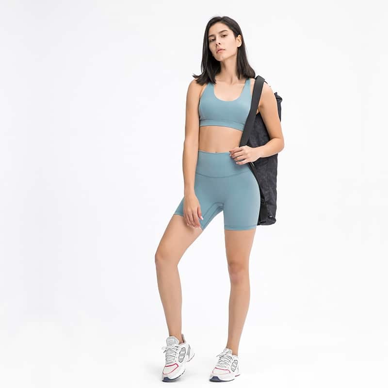 Women's Solid Color High Waist Yoga Shorts - Blue Force Sports
