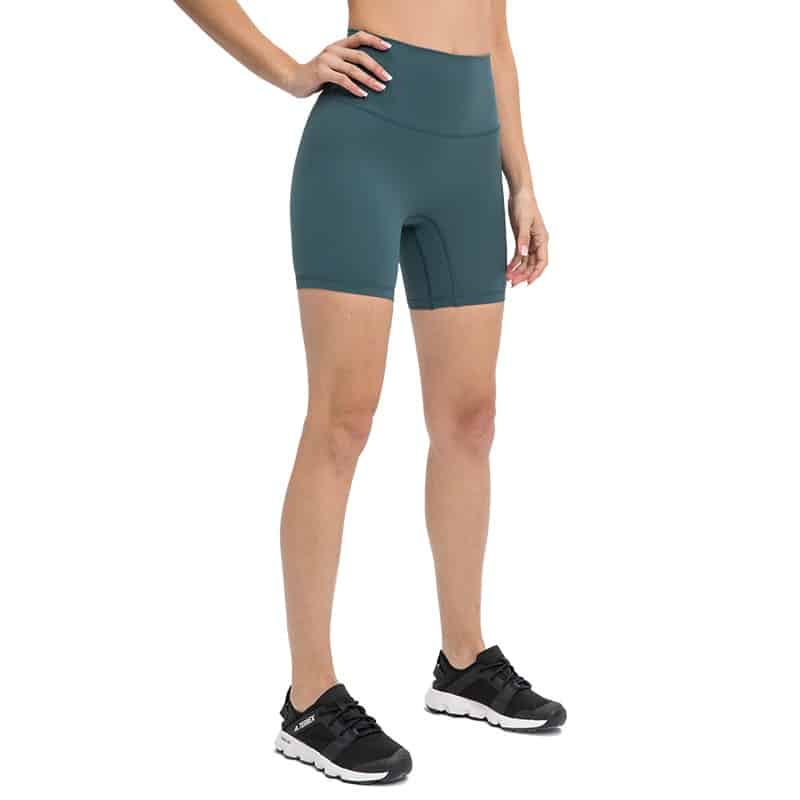 Women's Solid Color High Waist Yoga Shorts - Blue Force Sports