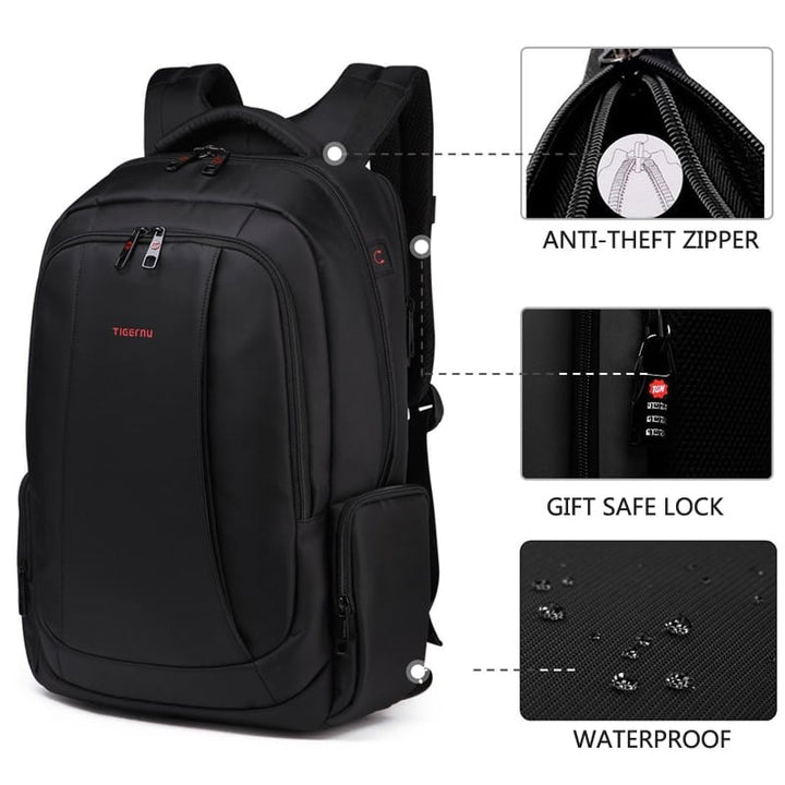 Anti-Theft Solid Unisex Travel Laptop Backpack with USB - Blue Force Sports