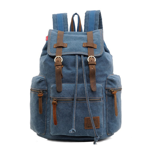 Men's Canvas Travel Drawstring Backpack - Blue Force Sports