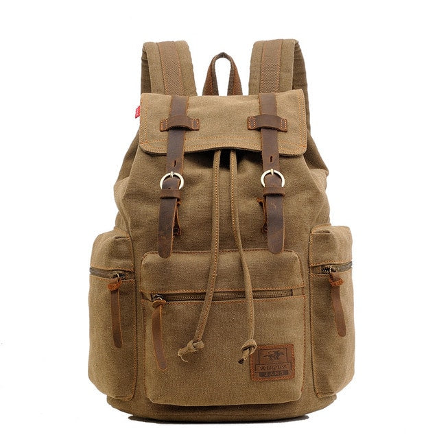 Men's Canvas Travel Drawstring Backpack - Blue Force Sports