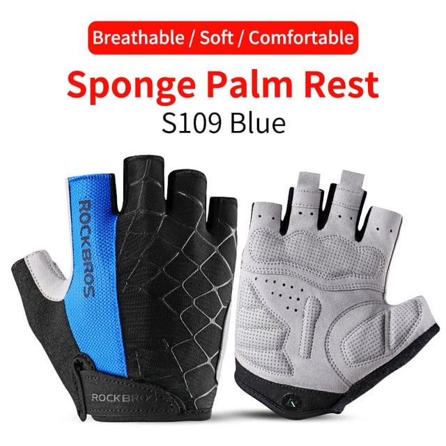 Shockproof Anti-Slip Unisex Cycling Half-Finger Gloves - Blue Force Sports