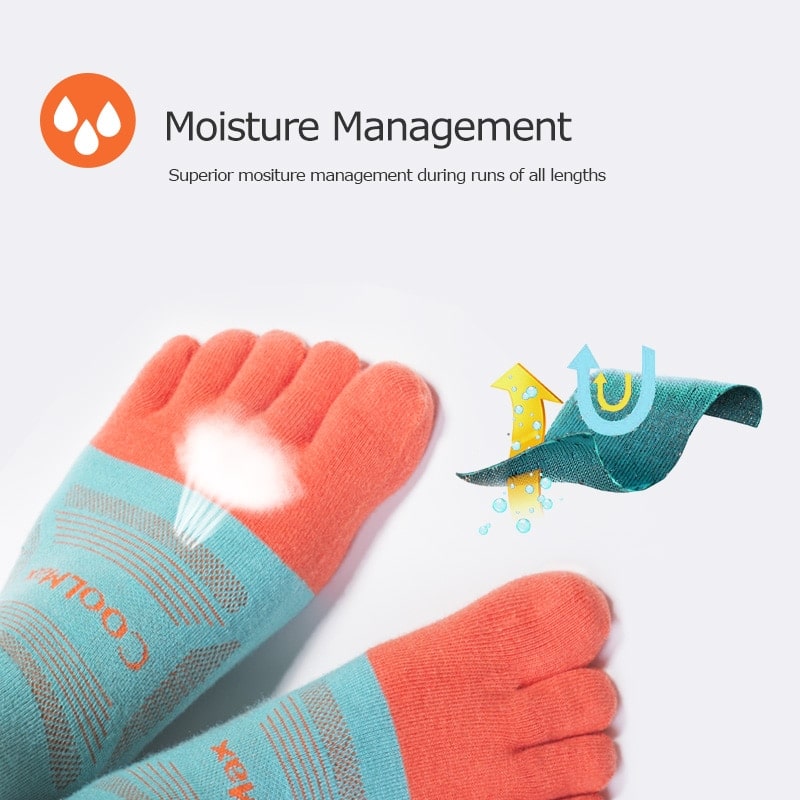 Colorful Coolmax Athletic Toe Socks 3 Pairs Set - Blue Force Sports