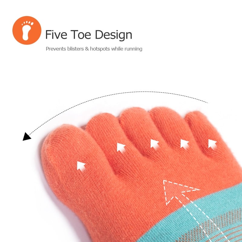 Colorful Coolmax Athletic Toe Socks 3 Pairs Set - Blue Force Sports