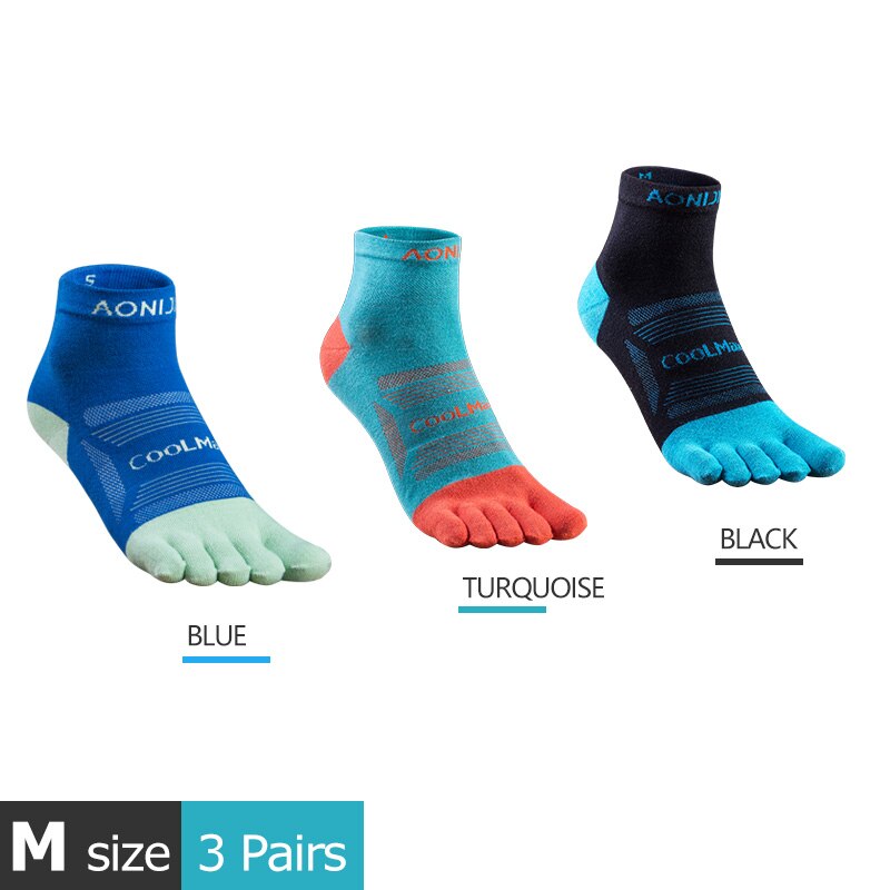 Colorful Coolmax Athletic Toe Socks 3 Pairs Set - Blue Force Sports