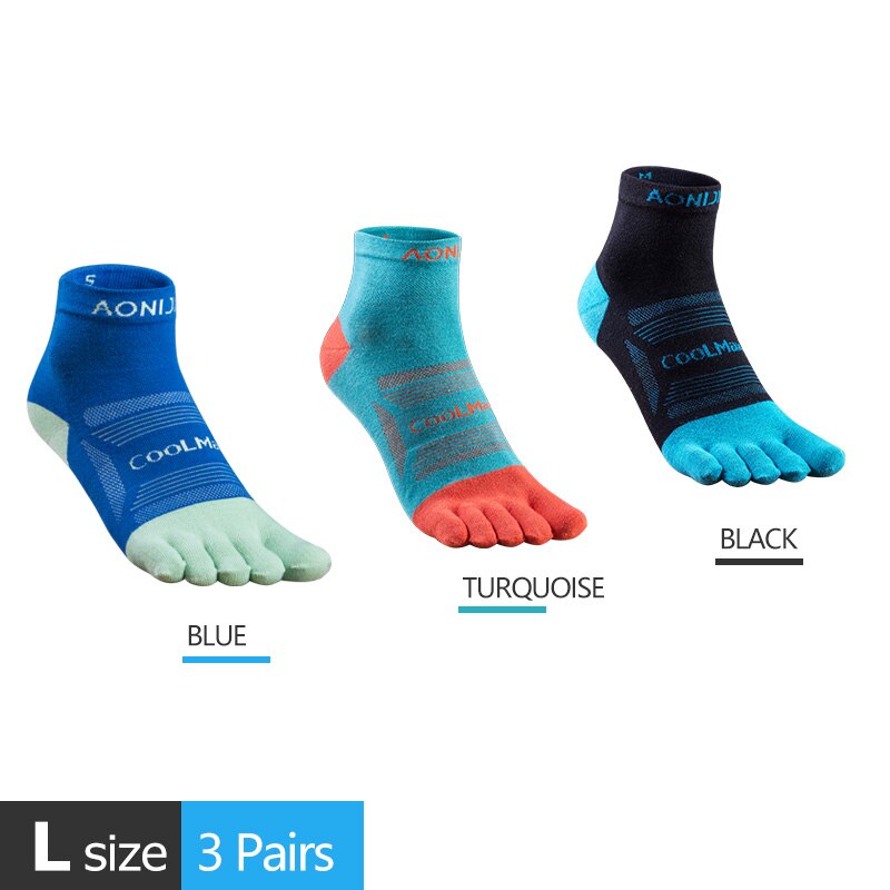 Colorful Coolmax Athletic Toe Socks 3 Pairs Set - Blue Force Sports