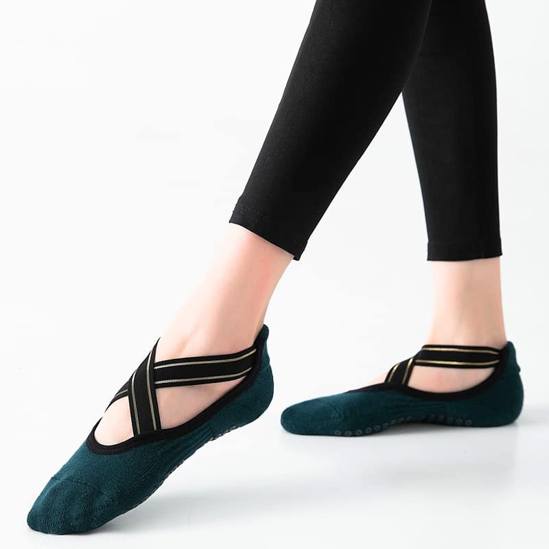 Women's Contrast Criss Cross Design Yoga Socks - Blue Force Sports