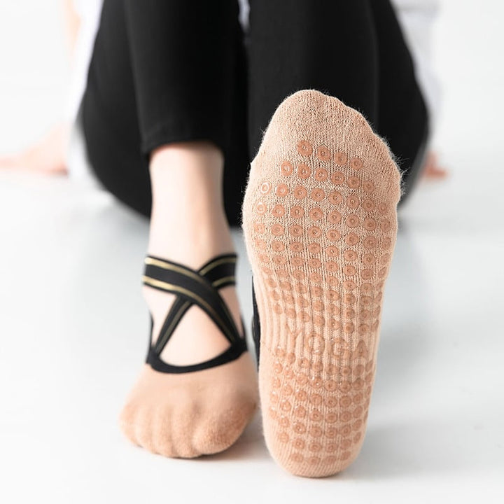 Women's Contrast Criss Cross Design Yoga Socks - Blue Force Sports