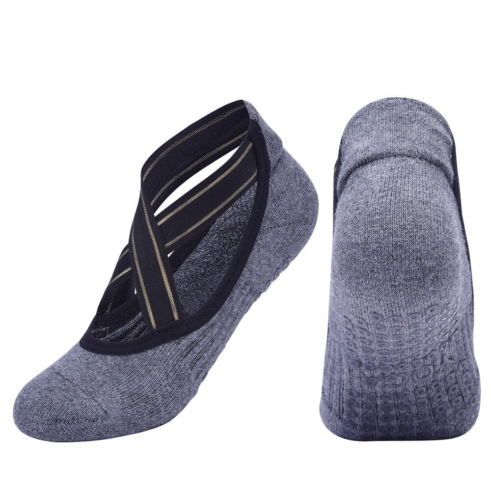 Women's Contrast Criss Cross Design Yoga Socks - Blue Force Sports