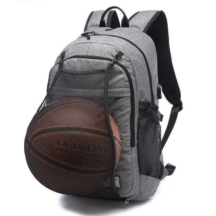 Basketball Ball Net USB Port Sports Backpack - Blue Force Sports