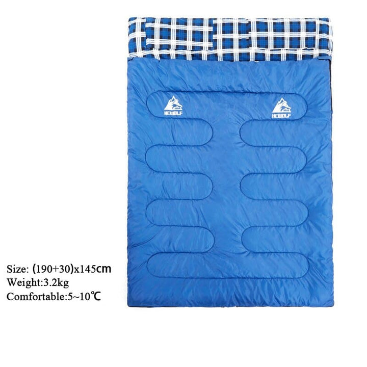 Plaid Detailed Double Sleeping Bag - Blue Force Sports