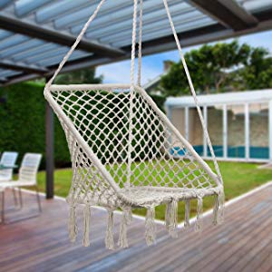 Romantic Cotton Hanging Chair for Garden - Blue Force Sports