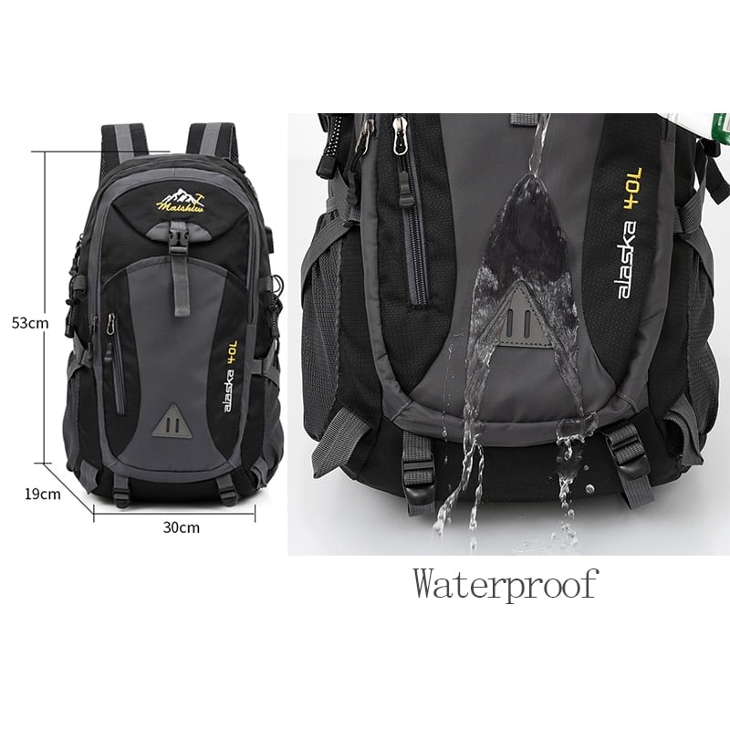 Waterproof Camping Backpack with USB Port - Blue Force Sports