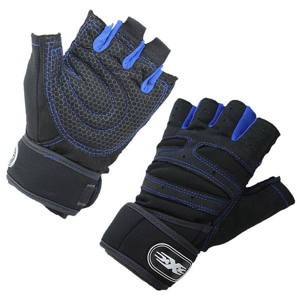 Men's Half Finger Fitness Gloves with Silicone Pads - Blue Force Sports
