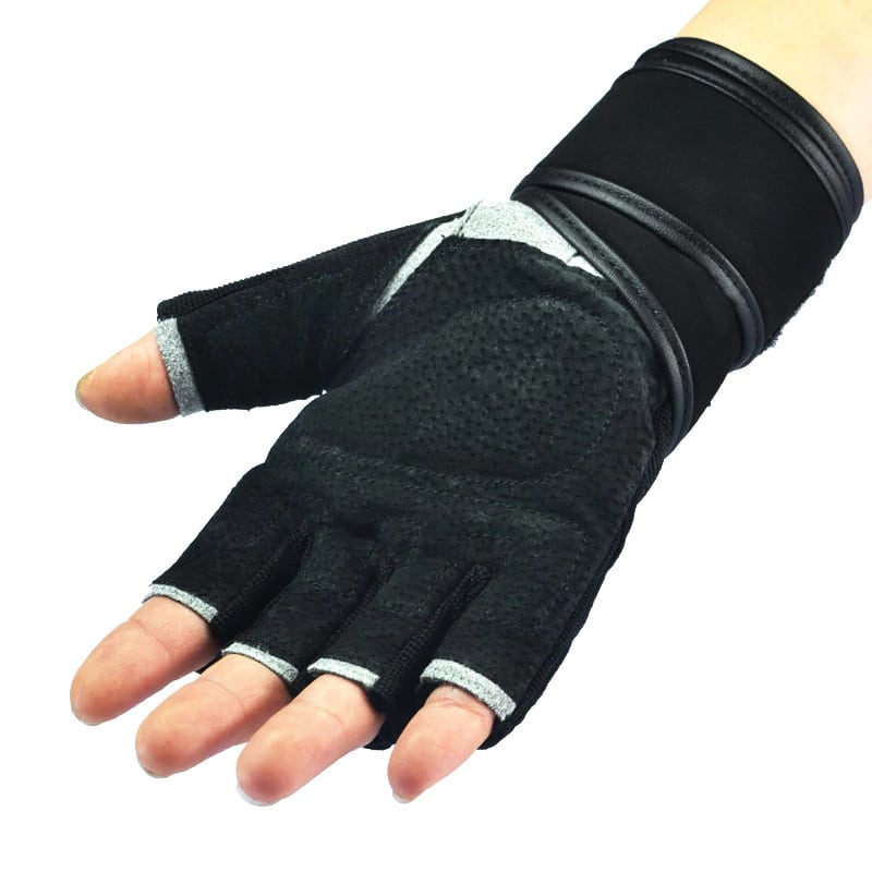 Men's Genuine Leather Half Finger Crossfit Gloves - Blue Force Sports