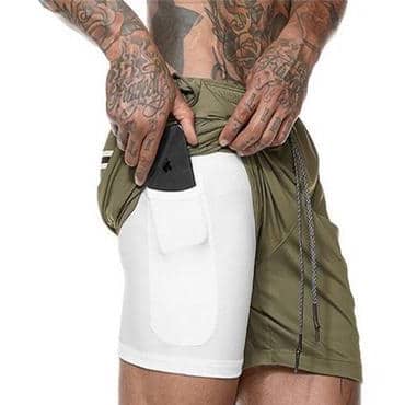 2 in 1 Men's Elastic Gym Shorts - Blue Force Sports