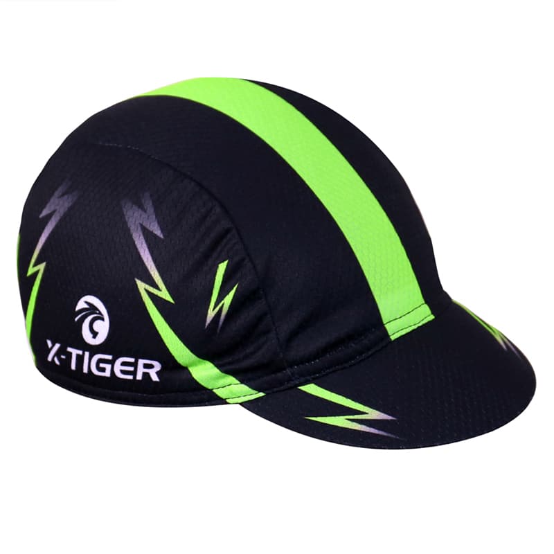 Breathable Moisture Wicking Men's Cycling Cap with Green Stripe - Blue Force Sports