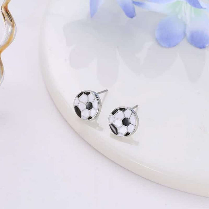 Cute Football Designed Stud Earrings - Blue Force Sports