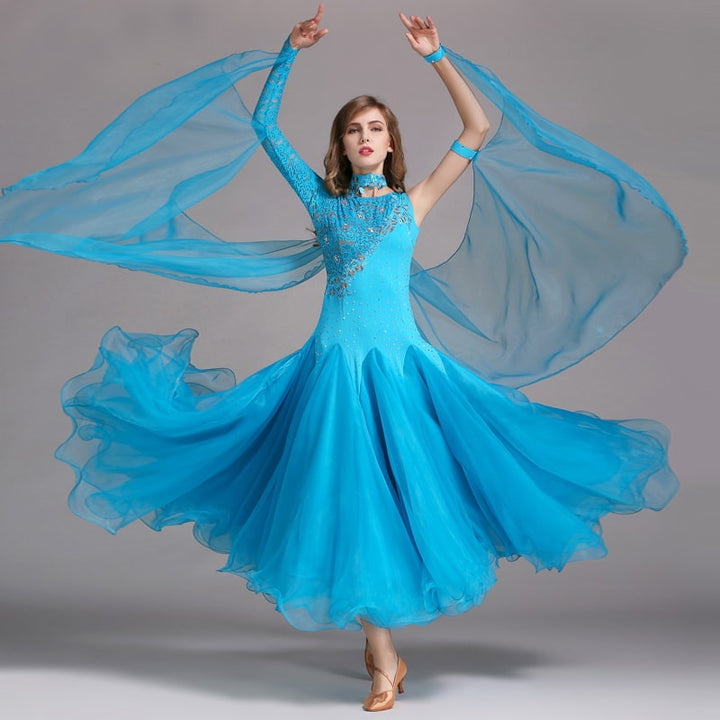 Women's Ballroom Dance Sequined Dresses - Blue Force Sports