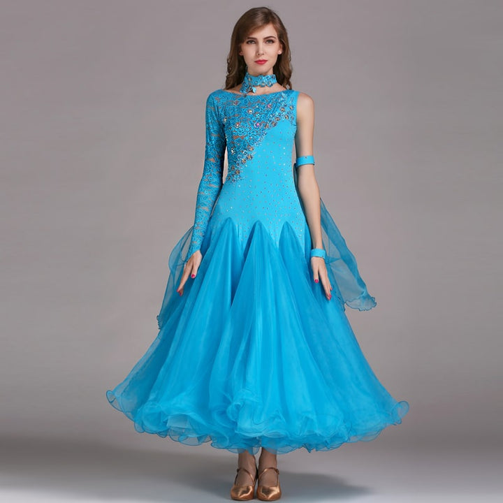 Women's Ballroom Dance Sequined Dresses - Blue Force Sports