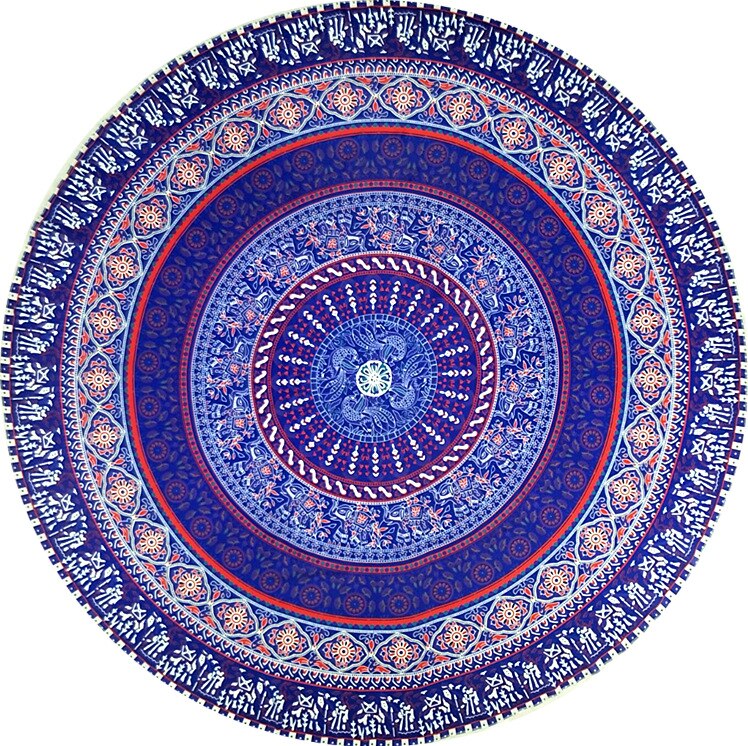 Chiffon Round Yoga Mat Blanket in Boho Style - Blue Force Sports