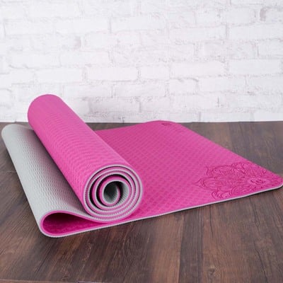 6 mm Patterned Yoga Mat with Bag - Blue Force Sports