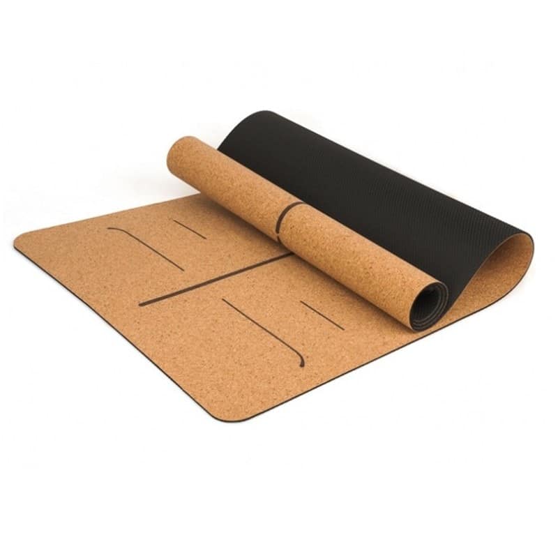 Cork Coated Patterned Yoga Mat - Blue Force Sports