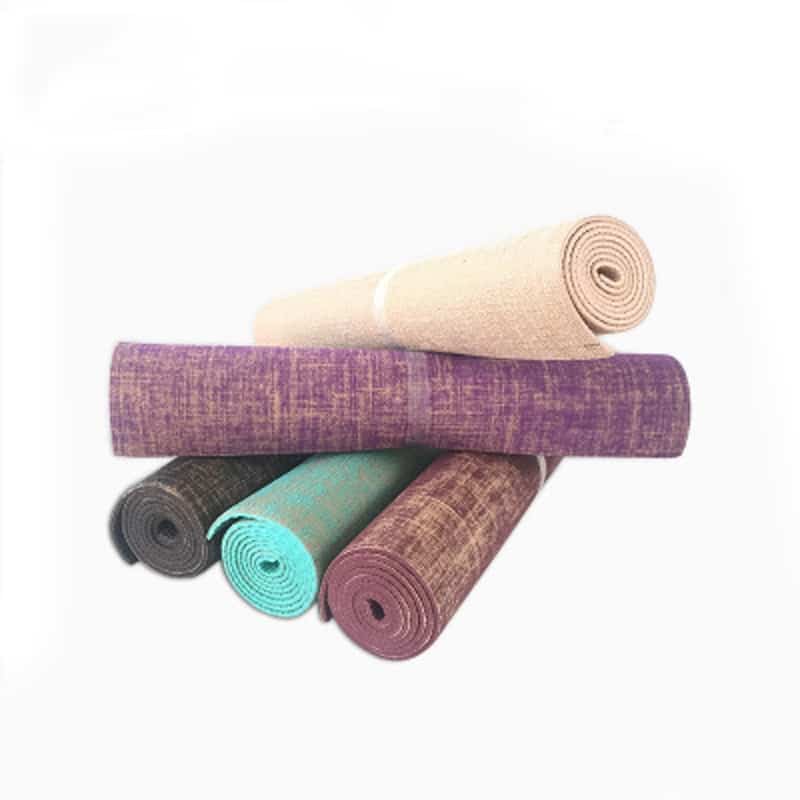 Thick Natural Linen Coated Yoga Mat - Blue Force Sports