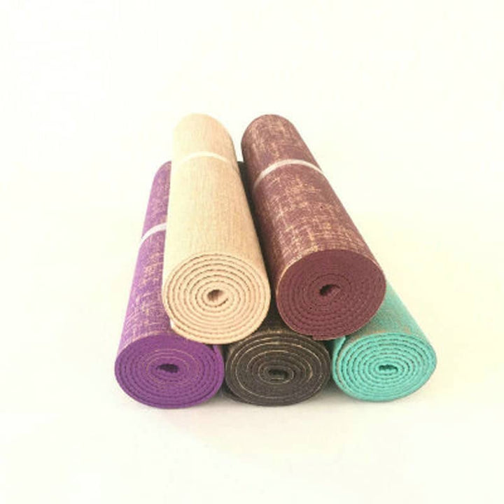 Thick Natural Linen Coated Yoga Mat - Blue Force Sports
