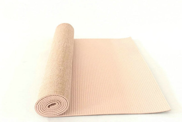 Thick Natural Linen Coated Yoga Mat - Blue Force Sports