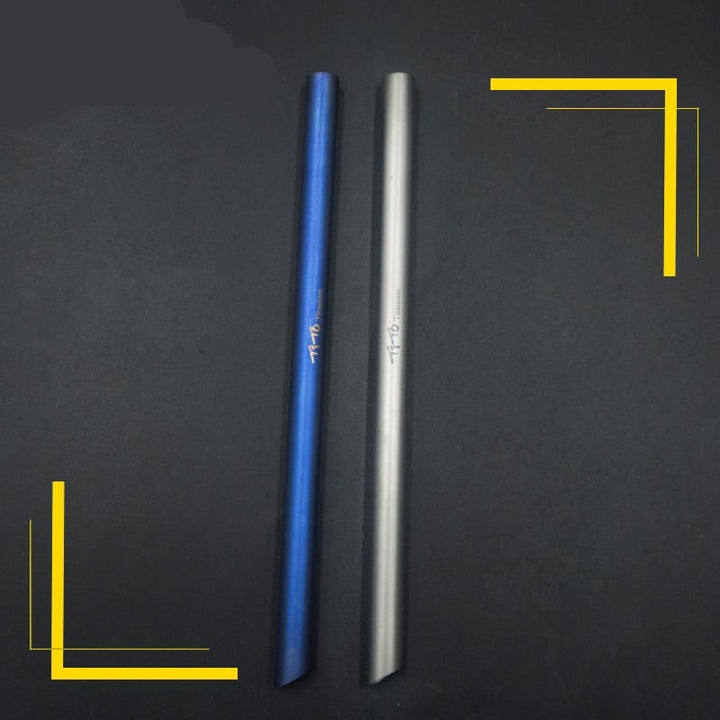 Camping Titanium Straws with Cleaner Brush - Blue Force Sports