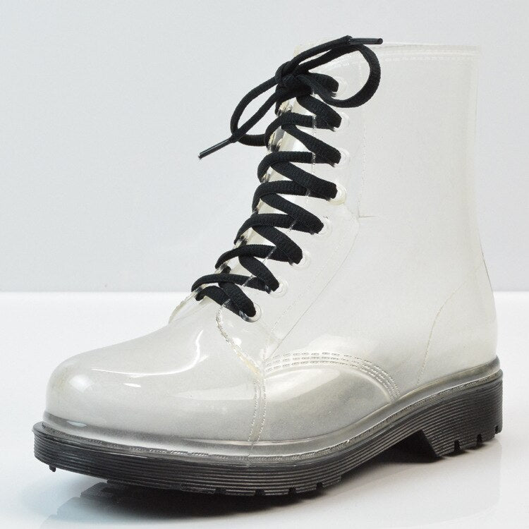Cute Protective Waterproof Transparent Women's Rain Boots - Blue Force Sports