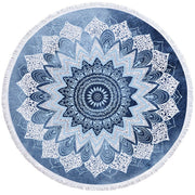 Round Printed Bath Towel Beach Towel Yoga Mat - Blue Force Sports