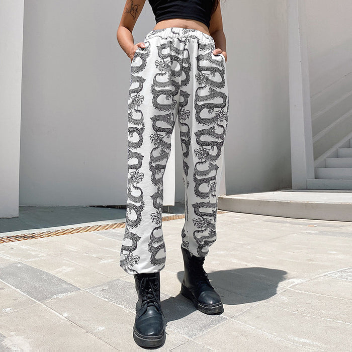 Trade New High-waist Tunic Dragon Print Sweatshirt Trousers - Blue Force Sports