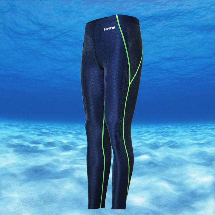 Sunproof Shark Skin Long Legs Competition Men's Swimming Trunks - Blue Force Sports