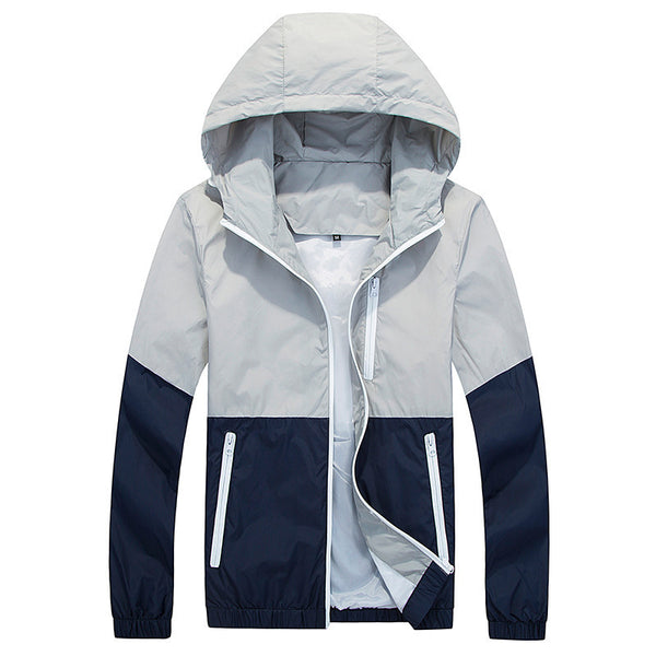 Men's Jacket Spring And Autumn Thin Hooded Couple Fashion Trench - Blue Force Sports