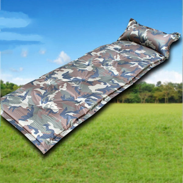 Camo Automatic Inflatable Cushion With Pillow Outdoor Camping Camping Damp - Blue Force Sports