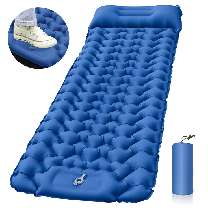 Outdoor Camping Travel Portable Inflatable Cushion Built-in Foot Inflatable - Blue Force Sports