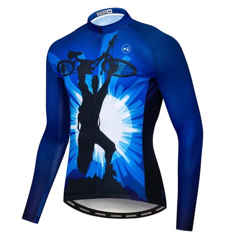 Customizable Men's Long Sleeve Cycling Jerseys With Fleece - Blue Force Sports