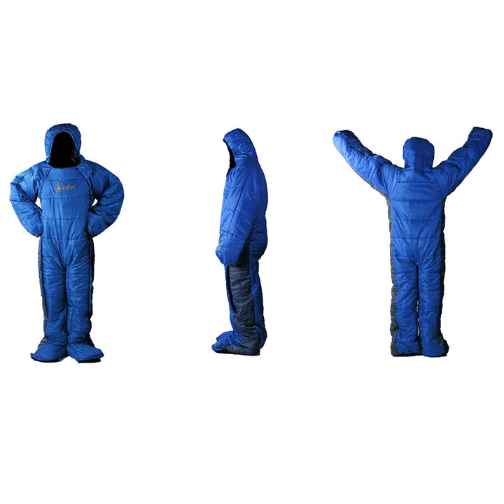 Blue Gray Color Patchwork Humanoid Sleeping Bag Human Body Can Walk Camping - Blue Force Sports