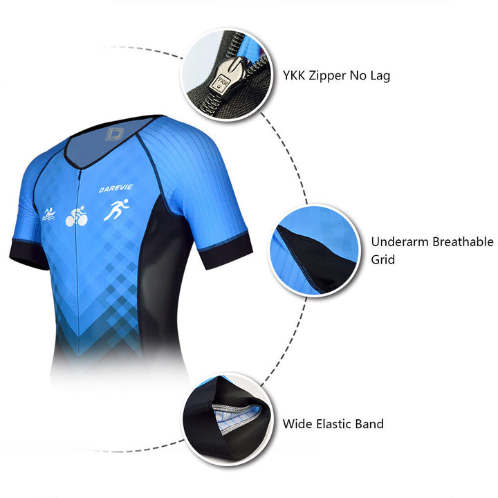 Slim fit bike short-sleeved jumpsuit - Blue Force Sports