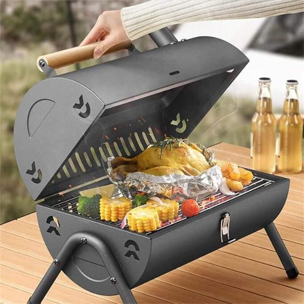 Portable Dual Cooking Area Charcoal Grill – Smoke-Free, Easy Carry BBQ for Outdoor Adventures