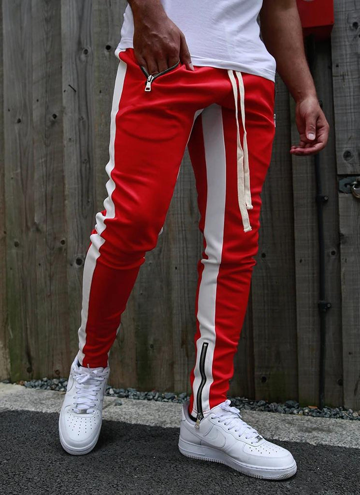 FOG Bibb with uniform pants pants trousers inside zipper retro color stripe men's casual pants - Blue Force Sports