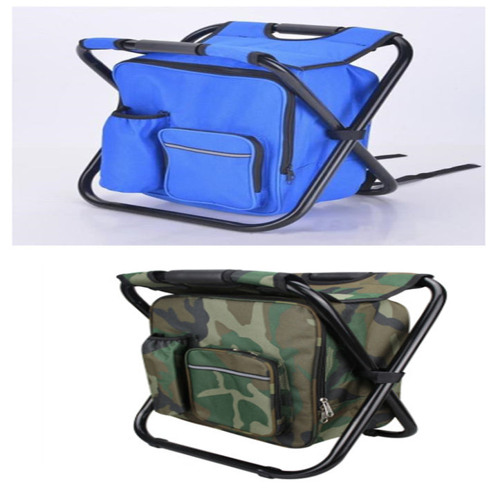 Multifunction Outdoor Folding Chair Ice Cooler Picnic Bags Camping Fishing Stool Backpacking Hunting Rest Chair - Blue Force Sports