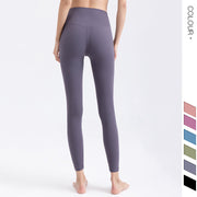 Double-sided brocade high-waisted hip nude yoga pants - Blue Force Sports