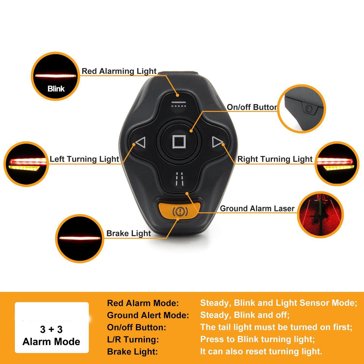 Bicycle remote control tail light - Blue Force Sports