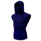 Mens Mask Button Sports Vest Hooded - Blue Force Sports