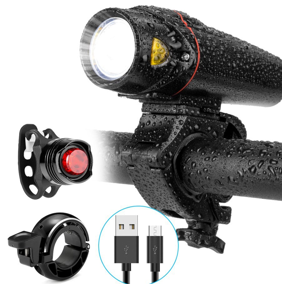 New Bicycle Light USB Rechargeable Headlight Tail Light - Blue Force Sports