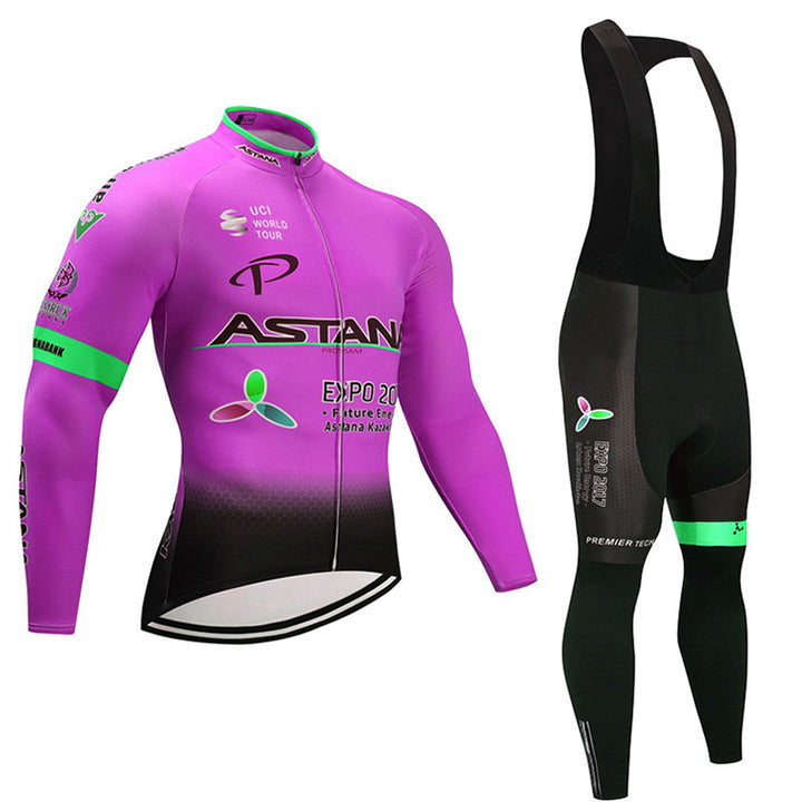 Cycling wear long-sleeved suit thin section plus velvet - Blue Force Sports