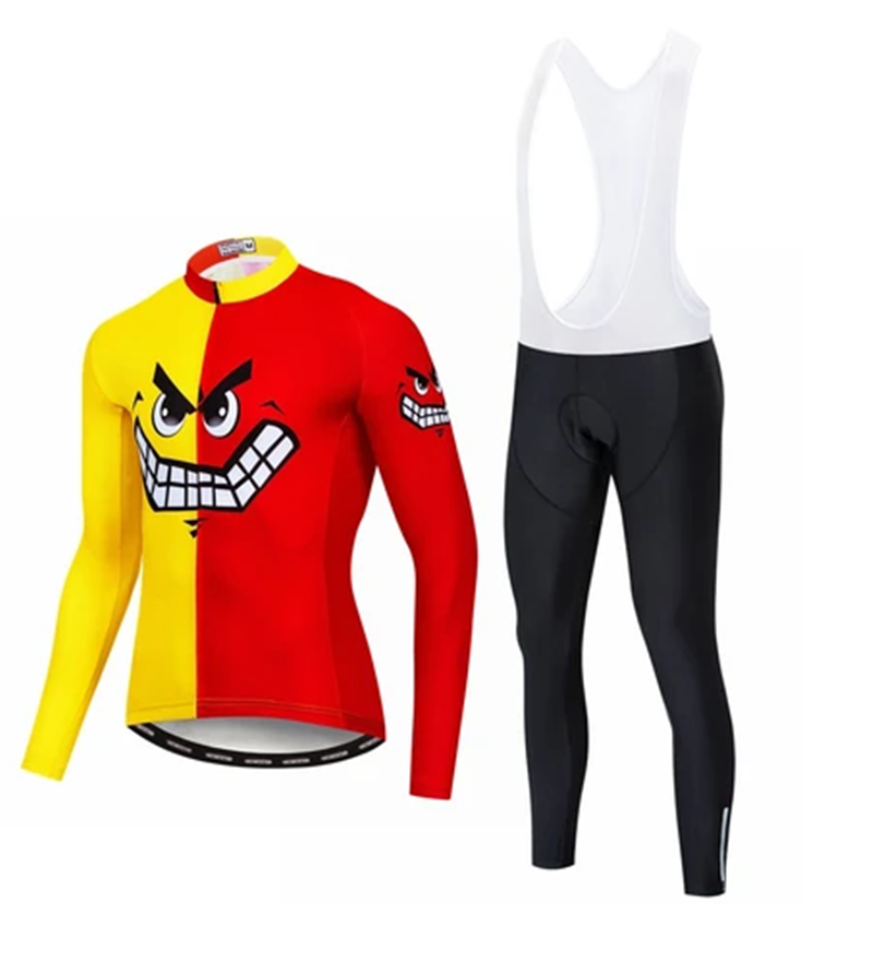 Red skull long sleeve cycling jersey suit - Blue Force Sports